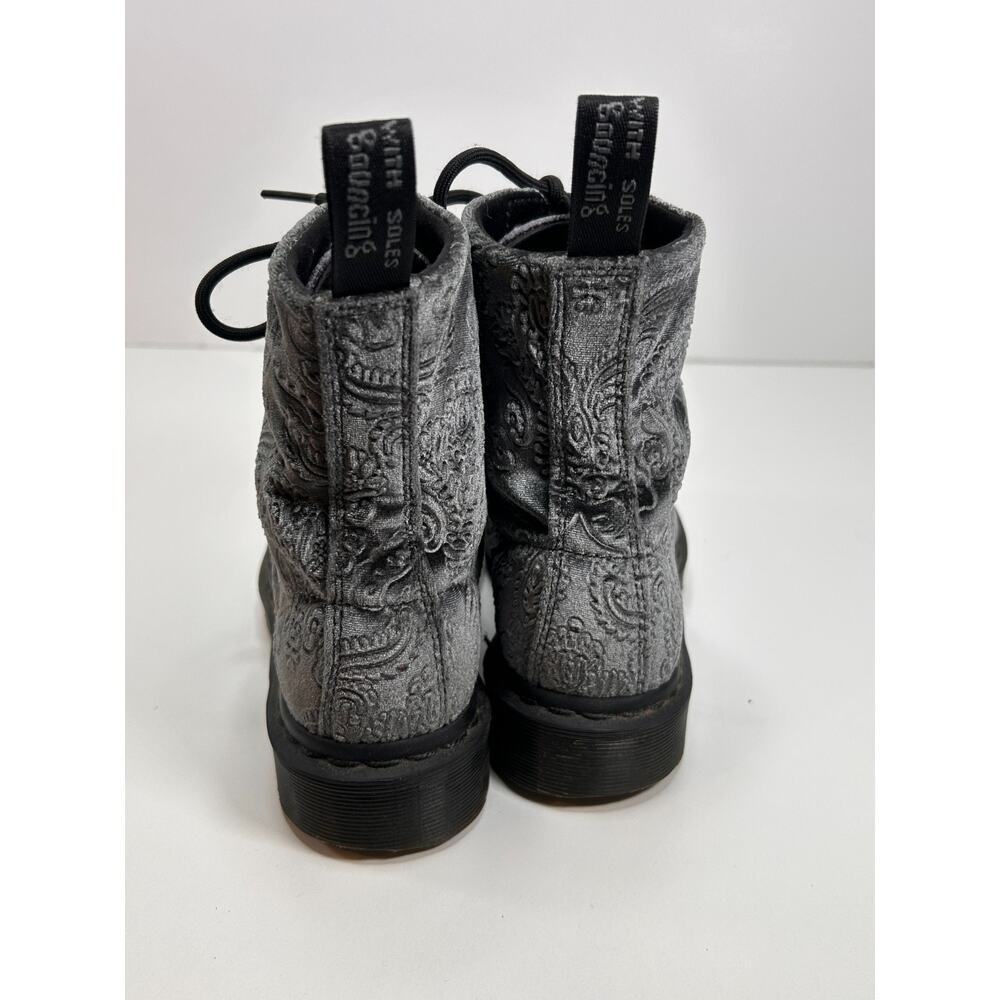Doc Dr Martens 1460 Brocade Grey Velvet Combat Boots Womens Sz 6 US Sz 4 UK - Picture 3 of 10